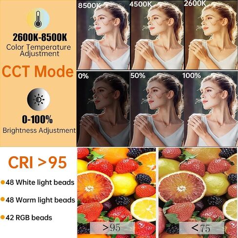 Portable RGB Video Light, 3200K-8500K CRI 95+ LED Pocket Video Light for Canon Nikon Sony Smartphone,Cameras Photography,Conference Gaming, iPhone Selfie in Saudi Arabia