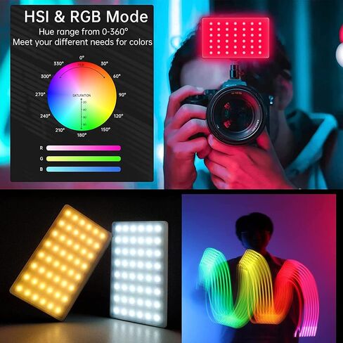 Portable RGB Video Light, 3200K-8500K CRI 95+ LED Pocket Video Light for Canon Nikon Sony Smartphone,Cameras Photography,Conference Gaming, iPhone Selfie in Saudi Arabia