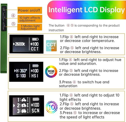 Portable RGB Video Light, 3200K-8500K CRI 95+ LED Pocket Video Light for Canon Nikon Sony Smartphone,Cameras Photography,Conference Gaming, iPhone Selfie in Saudi Arabia