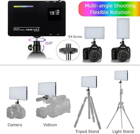 Portable RGB Video Light, 3200K-8500K CRI 95+ LED Pocket Video Light for Canon Nikon Sony Smartphone,Cameras Photography,Conference Gaming, iPhone Selfie in Saudi Arabia
