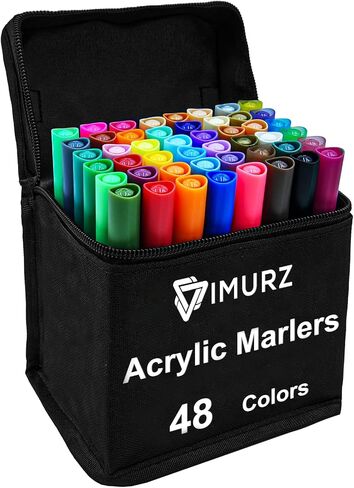 IMURZ 48 Colors Acrylic Paint Makers, 1mm Medium Tip Premium Acrylic Paint Pens for Wood, Rock Painting, Canvas, Glass, Shoes, Stone, DIY Crafts Making Art (Quick Drying) in Saudi Arabia