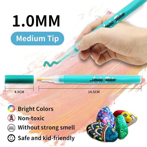 IMURZ 48 Colors Acrylic Paint Makers, 1mm Medium Tip Premium Acrylic Paint Pens for Wood, Rock Painting, Canvas, Glass, Shoes, Stone, DIY Crafts Making Art (Quick Drying) in Saudi Arabia