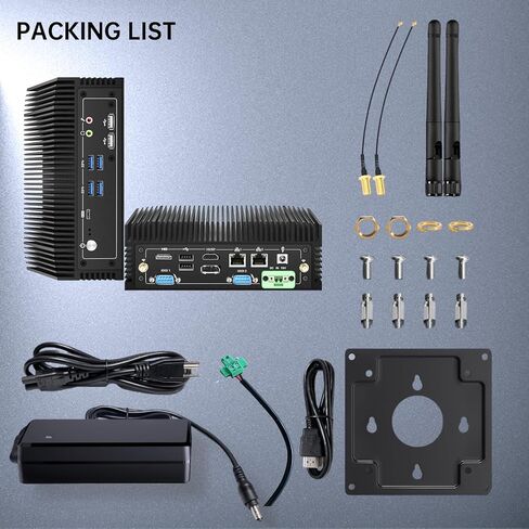 كمبيوتر صغير بدون مروحة، i7-1260P وحدة المعالجة المركزية 16 جيجابايت (8 جيجابايت × 2) ذاكرة الوصول العشوائي + m.2 512 جيجابايت NVME SSD، Iris Xe Graphics Industrial Box PC، كمبيوتر صغير، شاشة 4K HD/DP، 2x DDR4 RAM، Dual 2.5 Gigabit Ethernet LAN، 8 منافذ U in Kuwait