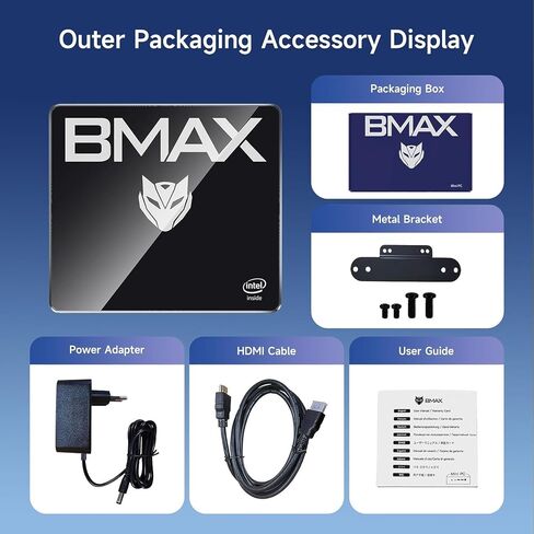 كمبيوتر Bmax B4 Plus Mini PC 16 جيجابايت ذاكرة الوصول العشوائي / 512 جيجابايت SSD الجيل الثاني عشر Intel Alderlake-N100 Wins 11 Pro (يصل إلى 3.4 جيجا هرتز)، كمبيوتر مكتبي صغير 4K UHD Output، USB 3.0 * 2/BT 5.2/WiFi 5/HDMI/Office، للأعمال in Kuwait