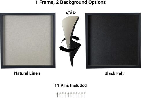 G.A.Design 14x14 Solid Wood Shadow Box Frame for Keepsakes, Pictures, Flowers or Disney Trading Pins - Comes with 2 Background Options: Black Felt & Natural Linen in Saudi Arabia