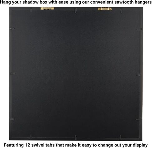 G.A.Design 14x14 Solid Wood Shadow Box Frame for Keepsakes, Pictures, Flowers or Disney Trading Pins - Comes with 2 Background Options: Black Felt & Natural Linen in Saudi Arabia