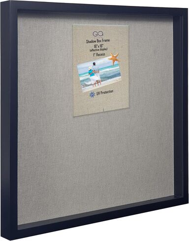 G.A.Design 14x14 Solid Wood Shadow Box Frame for Keepsakes, Pictures, Flowers or Disney Trading Pins - Comes with 2 Background Options: Black Felt & Natural Linen in Saudi Arabia