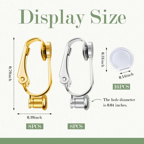 32 Pieces Clip On Earring Converters Components with Post, Hypoallergenic Clip On Earring Backs for Non-Pierced Ears and Comfort Earring Cushions Pads （Gold and Silver） in Kuwait