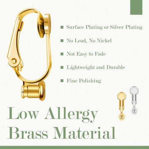 32 Pieces Clip On Earring Converters Components with Post, Hypoallergenic Clip On Earring Backs for Non-Pierced Ears and Comfort Earring Cushions Pads （Gold and Silver） in Kuwait