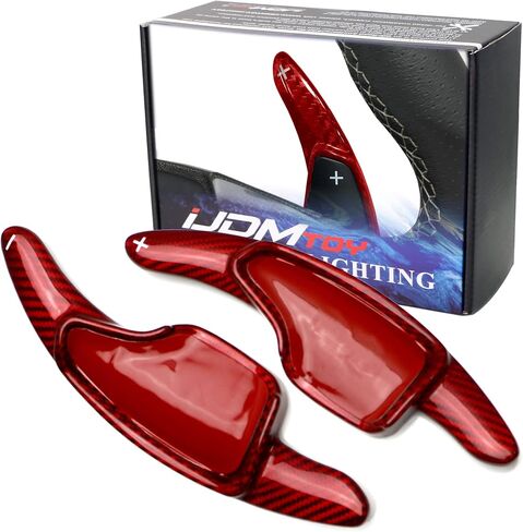iJDMTOY Red Genuine Carbon Fiber Steering Wheel Larger Paddle Shifter Extensions Compatible with Chevy 2014-2019 C7 Corvette, 2016-up Gen6 Camaro in Saudi Arabia