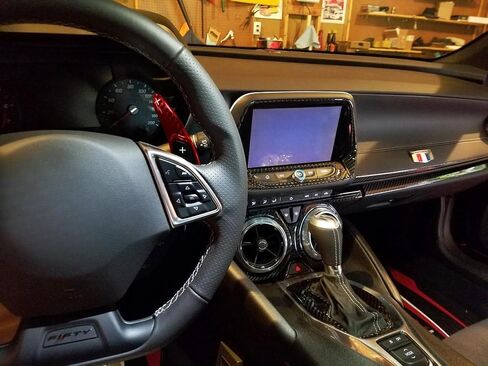 iJDMTOY Red Genuine Carbon Fiber Steering Wheel Larger Paddle Shifter Extensions Compatible with Chevy 2014-2019 C7 Corvette, 2016-up Gen6 Camaro in Saudi Arabia
