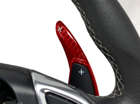 iJDMTOY Red Genuine Carbon Fiber Steering Wheel Larger Paddle Shifter Extensions Compatible with Chevy 2014-2019 C7 Corvette, 2016-up Gen6 Camaro in Saudi Arabia