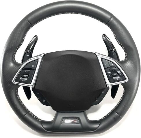 iJDMTOY Red Genuine Carbon Fiber Steering Wheel Larger Paddle Shifter Extensions Compatible with Chevy 2014-2019 C7 Corvette, 2016-up Gen6 Camaro in Saudi Arabia