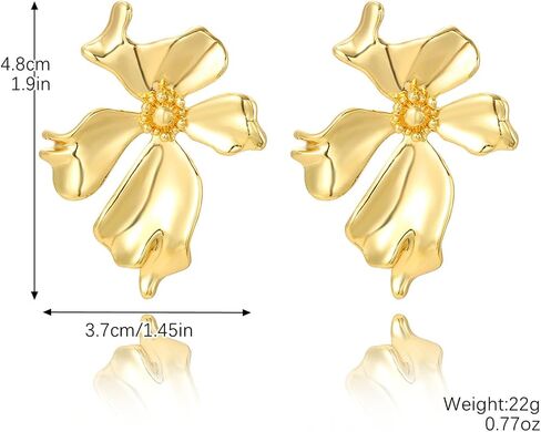 Gold Flower Earrings 14K Gold Statement Flower Earrings for Women Enamel Flower Floral Earrings Sweet Gardenia Flower Stud Earrings Jewelry Gift for Women Girls in Saudi Arabia