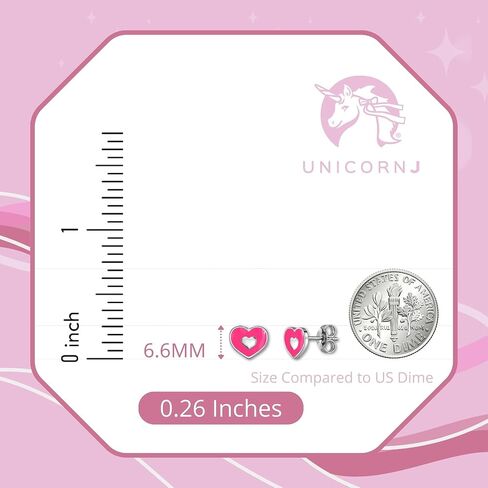 UNICORNJ Sterling Silver 925 Heart Earrings Stud for Girls with Enamel Heart in Heart in Saudi Arabia