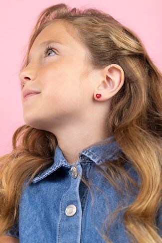 UNICORNJ Sterling Silver 925 Heart Earrings Stud for Girls with Enamel Heart in Heart in Saudi Arabia