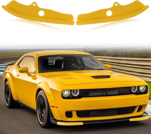 SleYuYir الشفة الأمامية المكونة من قطعتين - غطاء واقي مقسم من ألياف الكربون متوافق مع 2015-2020 Dodge Challenger Scat Pack R/T GT SRT/SRT 392 Plus، أصفر in Kuwait
