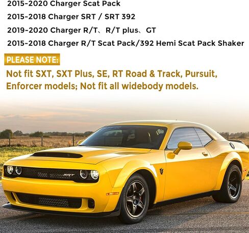 SleYuYir الشفة الأمامية المكونة من قطعتين - غطاء واقي مقسم من ألياف الكربون متوافق مع 2015-2020 Dodge Challenger Scat Pack R/T GT SRT/SRT 392 Plus، أصفر in Kuwait