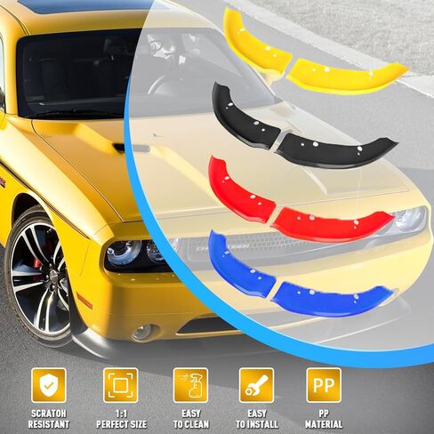 SleYuYir الشفة الأمامية المكونة من قطعتين - غطاء واقي مقسم من ألياف الكربون متوافق مع 2015-2020 Dodge Challenger Scat Pack R/T GT SRT/SRT 392 Plus، أصفر in Kuwait
