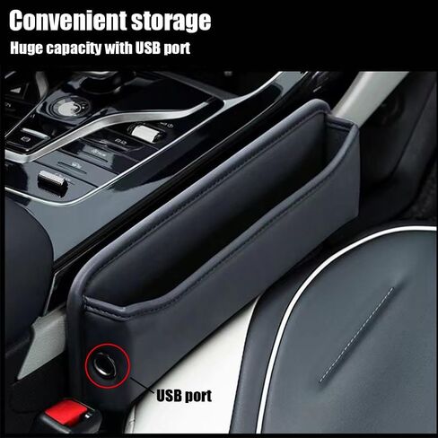 2 pack Car Seat Gap Filler, Universal Fit Car Seat Gap Storage Organizer, Premium Faux Leather Front Seats Adjustable Gap Filler, Car Seat Storage Box for Phones, Glasses, Wallets (black) in Saudi Arabia