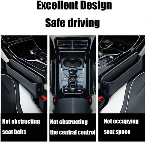 2 pack Car Seat Gap Filler, Universal Fit Car Seat Gap Storage Organizer, Premium Faux Leather Front Seats Adjustable Gap Filler, Car Seat Storage Box for Phones, Glasses, Wallets (black) in Saudi Arabia