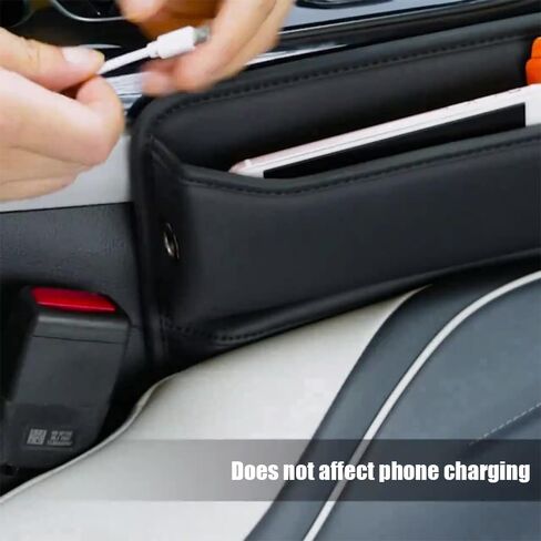 2 pack Car Seat Gap Filler, Universal Fit Car Seat Gap Storage Organizer, Premium Faux Leather Front Seats Adjustable Gap Filler, Car Seat Storage Box for Phones, Glasses, Wallets (black) in Saudi Arabia
