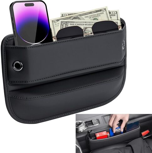 Universal Fit Car Seat Gap Filler Organizer, Premium Faux Leather Car Seat Storage Box, Car Accessories for Women Men, Car Organizer Car Essentials for Car SUV Automotive in Kuwait