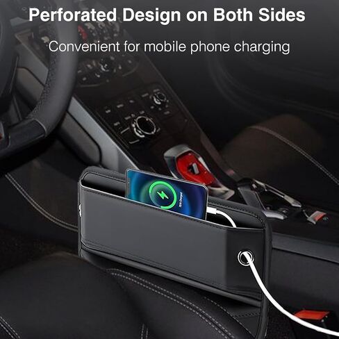 Universal Fit Car Seat Gap Filler Organizer, Premium Faux Leather Car Seat Storage Box, Car Accessories for Women Men, Car Organizer Car Essentials for Car SUV Automotive in Kuwait