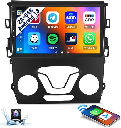UNITOPSCI 2G+64G Android Car Stereo for Ford Fusion Mondeo 2013-2019 Wireless Apple CarPlay & Android Auto 9 بوصة HD شاشة لمس GPS ملاحة بلوتوث HiFi FM راديو WiFi SWC+ AHD كاميرا احتياطية in Saudi Arabia