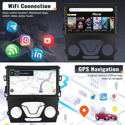 UNITOPSCI 2G+64G Android Car Stereo for Ford Fusion Mondeo 2013-2019 Wireless Apple CarPlay & Android Auto 9 بوصة HD شاشة لمس GPS ملاحة بلوتوث HiFi FM راديو WiFi SWC+ AHD كاميرا احتياطية in Saudi Arabia