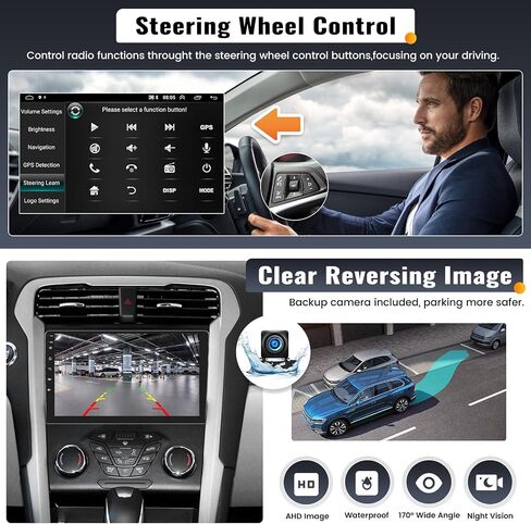 UNITOPSCI 2G+64G Android Car Stereo for Ford Fusion Mondeo 2013-2019 Wireless Apple CarPlay & Android Auto 9 بوصة HD شاشة لمس GPS ملاحة بلوتوث HiFi FM راديو WiFi SWC+ AHD كاميرا احتياطية in Saudi Arabia