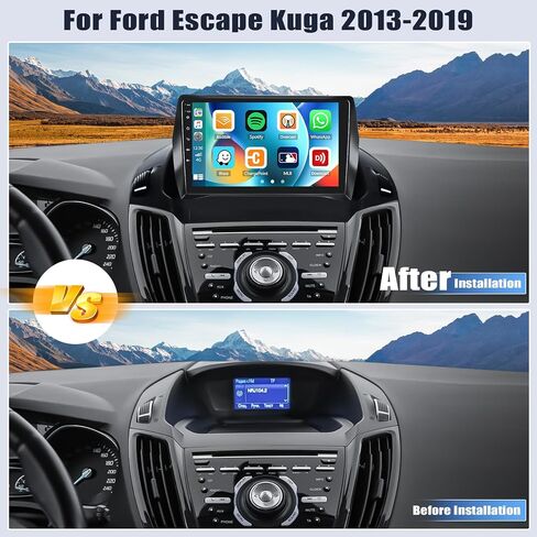 ستيريو سيارة 2G+64G Android 13 لسيارة Ford Escape Kuga 2013-2019 مع Apple Carplay Android Auto، راديو سيارة بشاشة لمس عالية الدقة 9 بوصات مع وصلة مرآة، واي فاي GPS، بلوتوث FM/RDS SWC+كاميرا خلفية in Saudi Arabia