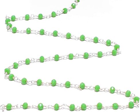 الخرز HUB 1-10 أقدام متعدد الألوان العقيق الأحجار الكريمة رونديل الأوجه 4x3 مم الخرز الفضة مطلي سلك ملفوفة سلسلة مسبحة، سلسلة مطرز الكوارتز المائية لصنع المجوهرات (أبيض، 10 أقدام) in Saudi Arabia