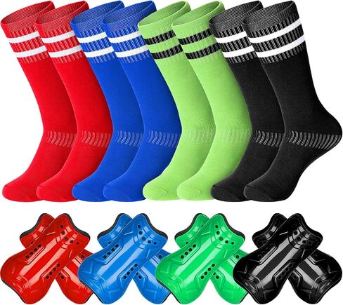 Zhanmai 8 Pairs Kids Soccer Shin Guards Youth Protective Soccer Socks Sport Shin Pads Guard Sleeves Calf Protective Soft Colorful Gear for Football Games 3-15 Years Old Girls Boys Toddler Child Teens in Saudi Arabia