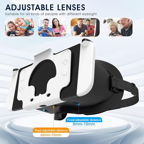 سماعة رأس VR مطورة لطراز Nintendo Switch & Switch OLED الأصلي، نظارات الواقع الافتراضي مع عدسات HD قابلة للتعديل وحزام رأس مريح، ملحقات مجموعة Labo VR، نظارات التبديل ثلاثية الأبعاد in Kuwait