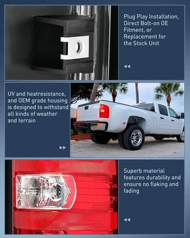 Nilight Driver Side Taillight Assembly for 2007 2008 2009 2010 2011 2012 2013 2013 2014 Chevy Silverado 1500 2500HD 3500HD 2007-2013 GMC Sierra 3500HD Rear Lamp w/Bulbs and Harness in Saudi Arabia