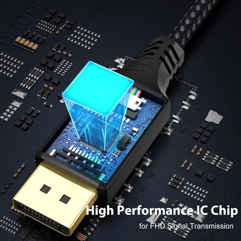 كابل DispalyPort إلى HDMI بطول 3 أقدام، ومنفذ Dispaly DP إلى HDMI سلك محول ذكر إلى ذكر [نقل في اتجاه واحد] لشاشة عرض HDTV متوافقة مع Lenovo HP ASUS Dell وغيرها من العلامات التجارية in Kuwait