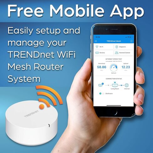 مجموعة TRENDnet AC1200 WiFi EasyMesh، تتضمن 2 × عقد شبكة WiFi AC1200، أداة إعداد قائمة على التطبيق، تجوال واي فاي سلس، تشكيل الشعاع، يدعم أجهزة 2.4 جيجا هرتز و5 جيجا هرتز، TEW-832MDR2K، أبيض in Saudi Arabia