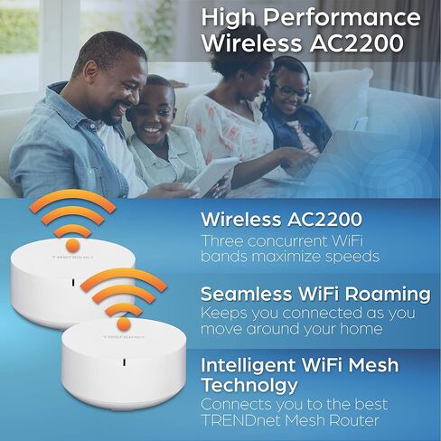 مجموعة TRENDnet AC1200 WiFi EasyMesh، تتضمن 2 × عقد شبكة WiFi AC1200، أداة إعداد قائمة على التطبيق، تجوال واي فاي سلس، تشكيل الشعاع، يدعم أجهزة 2.4 جيجا هرتز و5 جيجا هرتز، TEW-832MDR2K، أبيض in Saudi Arabia