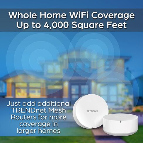 مجموعة TRENDnet AC1200 WiFi EasyMesh، تتضمن 2 × عقد شبكة WiFi AC1200، أداة إعداد قائمة على التطبيق، تجوال واي فاي سلس، تشكيل الشعاع، يدعم أجهزة 2.4 جيجا هرتز و5 جيجا هرتز، TEW-832MDR2K، أبيض in Saudi Arabia