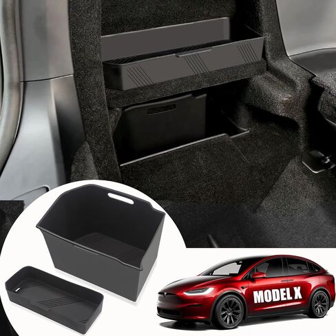 Rear Trunk Storage Box for Tesla X - Rear Trunk Left Side Upper & Lower Storage Bins Box Storage Packets for Tesla Model X Interior Accessories 2022 2023 2024-2PCS in Saudi Arabia