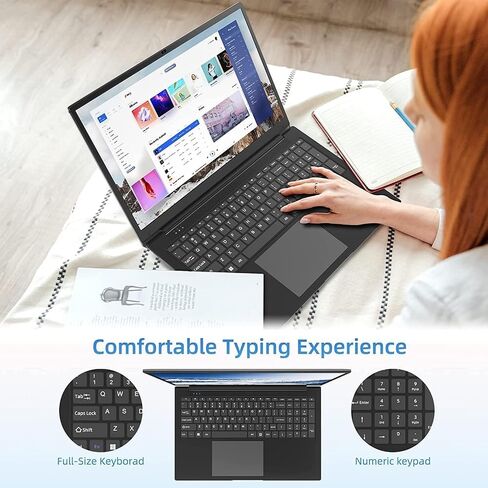 SGIN 17 Inch Laptop, Laptops Computer with 4GB DDR4 RAM 128GB SSD, Intel Core i3, FHD IPS 1920x1080 Screen, Webcam, WiFi, BT 4.2, Type-C,Mini HDMI, USB 3.2, Black in Saudi Arabia