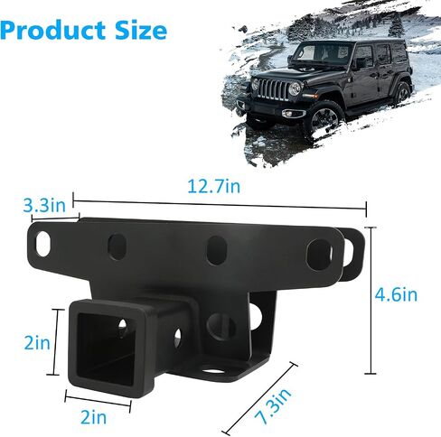 مستقبل وصلة SUNPIE متوافق مع Jeep Wrangler JL JLU 2 باب و4 أبواب بما في ذلك 4xe Plug-in Hybrid 2018 2019 2020 2021 2022 2023 2024، مستقبل وصلة مقطورة فائق 2 بوصة مع فئة 3 شديدة التحمل in Saudi Arabia