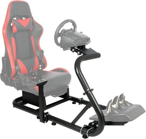 Gazzyt Racing Simulator Cockpit 50mm أنبوب دائري بذراع واحد مناسب لـ Logitech، Thrustmaster، Fanatec G25 G27 G29 G920 G923 T248 T300 T300RS عجلة ثابتة، دواسة، ناقل الحركة، فرامل اليد، المقعد غير متضمن in Kuwait