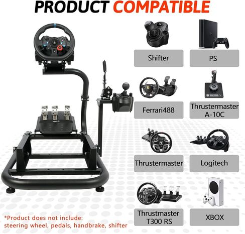 Gazzyt Racing Simulator Cockpit 50mm أنبوب دائري بذراع واحد مناسب لـ Logitech، Thrustmaster، Fanatec G25 G27 G29 G920 G923 T248 T300 T300RS عجلة ثابتة، دواسة، ناقل الحركة، فرامل اليد، المقعد غير متضمن in Kuwait