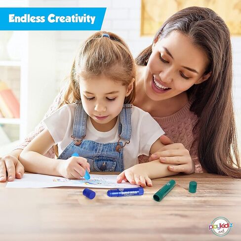 أعواد طلاء تمبرا قابلة للغسل، 12 عبوة من الألوان الكلاسيكية، أعواد طلاء تلوين قابلة للالتواء، خالية من الفوضى وسريعة الجفاف، طلاء غير سام، للأطفال والطلاب in Kuwait