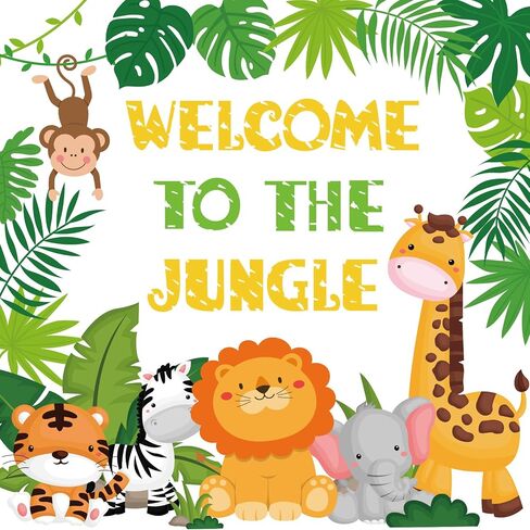 Whaline 61Pcs Jungle Animals Bulletin Board Decorations Cute Animals Cutouts with Glue Points Welcome to The Jungle Cutouts Party Decor for School Classroom Wall Birthday Baby Shower Party Supplies in Saudi Arabia