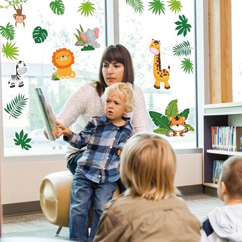 Whaline 61Pcs Jungle Animals Bulletin Board Decorations Cute Animals Cutouts with Glue Points Welcome to The Jungle Cutouts Party Decor for School Classroom Wall Birthday Baby Shower Party Supplies in Saudi Arabia