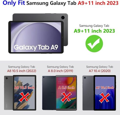 MonsDirect Case for Samsung Galaxy Tab A9+ 11 Inch 2023 (SM-X210/X216/X218), Anti-Scratch Suede Leather Multi-Angle Stand Cover, Auto Wake/Sleep & Pen Holder Case for Galaxy Tab A9 Plus Tablet, Black in Saudi Arabia