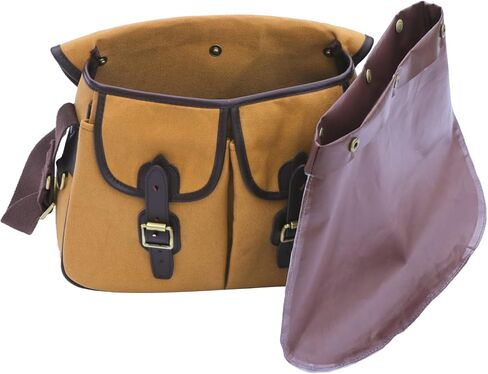حقيبة Tourbn TOURBON Retro Fly Fishing Tackle Bag مصنوعة من القماش والجلد لتخزين بكرة الألعاب، باللون البني in Kuwait